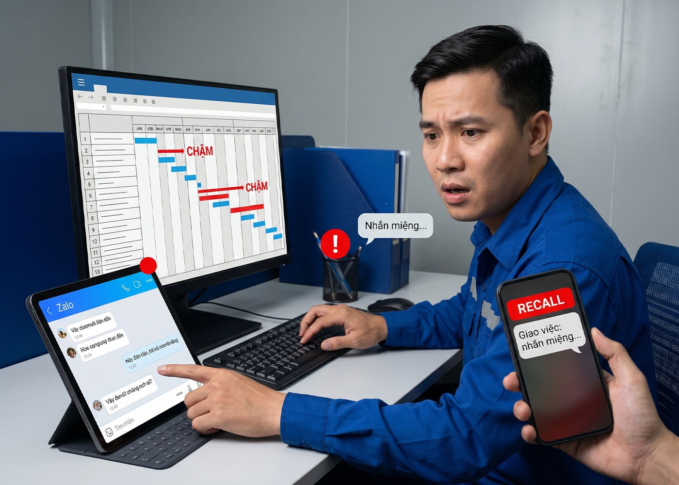 Tiến độ nghiệm thu phụ thuộc con người